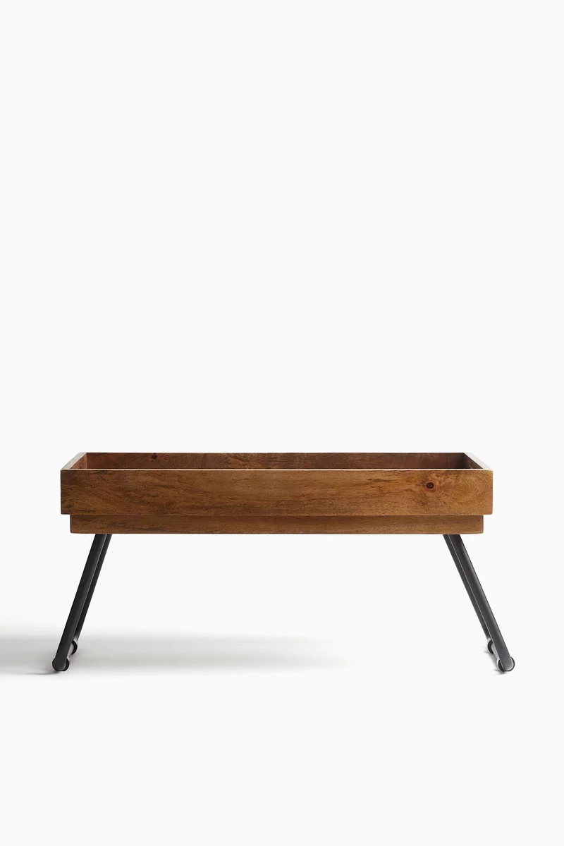 اتش اند ام صينية طعام للسرير من الخشب